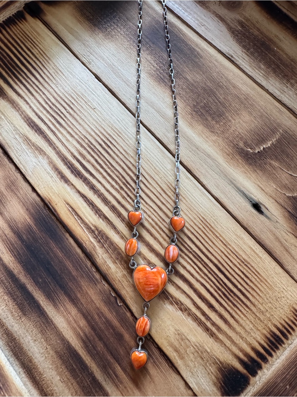 Orange Spiny Heart Necklace